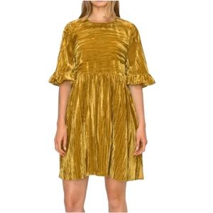 Melloday ruffle sleeve velvet mini dress